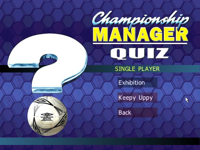 Championship Manager Quiz (Windows) screenshot: Single player game modes