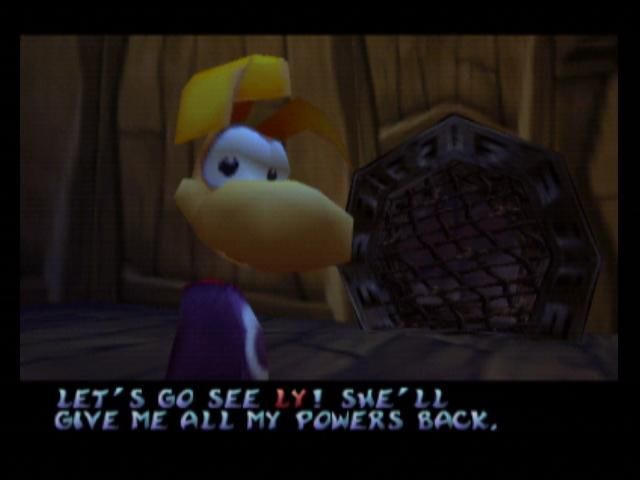 Rayman 2: The Great Escape (Nintendo 64) screenshot: Globox give Rayman back the ability to shoot with his fists