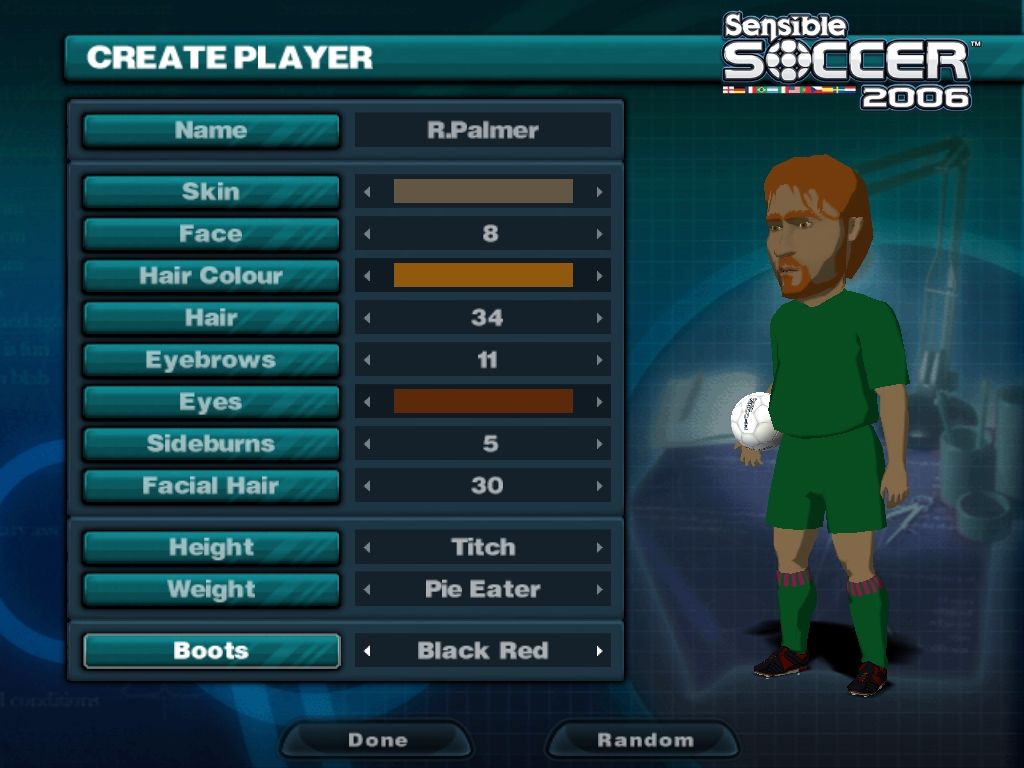 Sensible Soccer 2006 (Windows) screenshot: Creating a player.