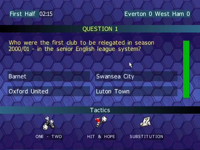 Championship Manager Quiz (Windows) screenshot: First question