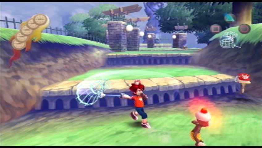 Ape Escape 2 (PlayStation 2) screenshot: You can swing your net in any direction with the right Analog Stick.