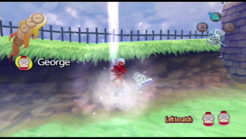 Ape Escape 2 (PlayStation 2) screenshot: Hikaru catches his very first monkey.