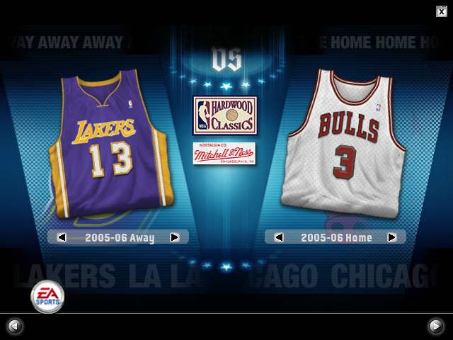 NBA Live 06 (Windows) screenshot: Select your jerseys before a game.