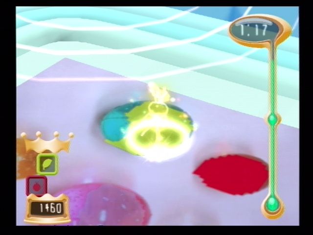 Vib-Ripple (PlayStation 2) screenshot: Vibri has turned into Super Vibri, and will score more points!