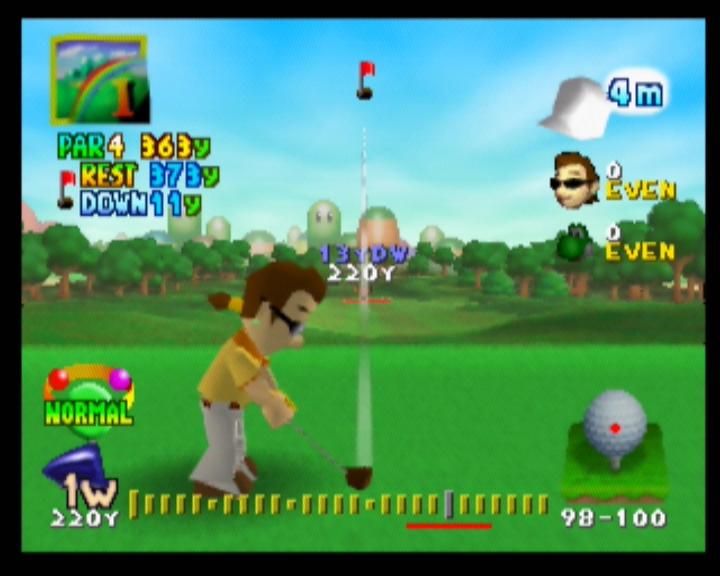 Mario Golf (Nintendo 64) screenshot: One of the Game Boy characters ready to tee off