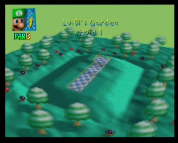 Mario Golf (Nintendo 64) screenshot: Luigi's Mini-Golf levels are shaped like numbers