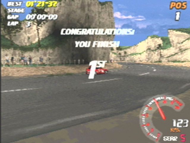Need for Speed: V-Rally (PlayStation) screenshot: Victory!