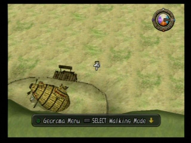 Dark Cloud (PlayStation 2) screenshot: Georama: The overhead view of the georama where the hero rebuilds the villages attacked by the Dark Genie.