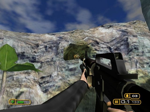 Conspiracy: Weapons of Mass Destruction (Windows) screenshot: Enemies attacking from a cliff.