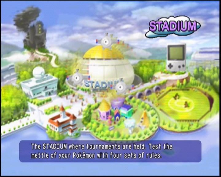 Pokémon Stadium (Nintendo 64) screenshot: Choose from Stadium, GB Emulation, Party games, Free Play, and more