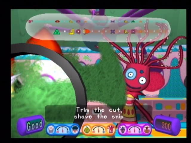 PaRappa the Rapper 2 (PlayStation 2) screenshot: Hairdresser Octopus' raps often alternate between two buttons