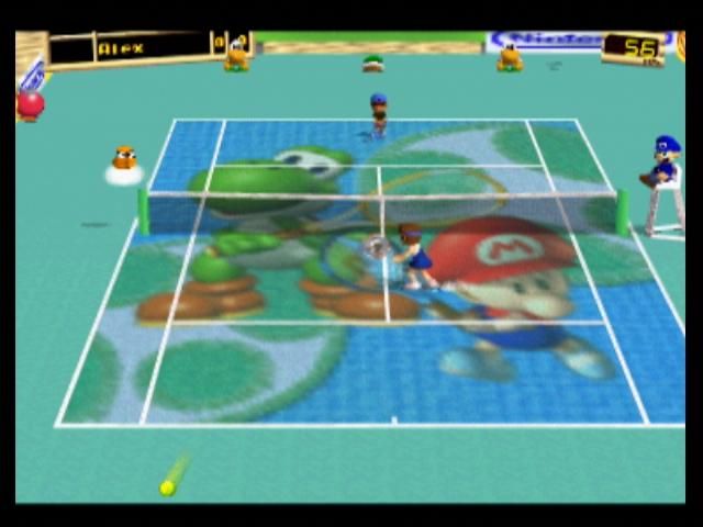Mario Tennis (Nintendo 64) screenshot: Baby Mario and Yoshi also have their own court