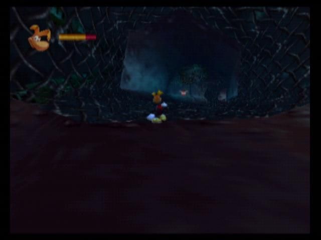 Rayman 2: The Great Escape (Nintendo 64) screenshot: Sliding through the exit of the pirate ship
