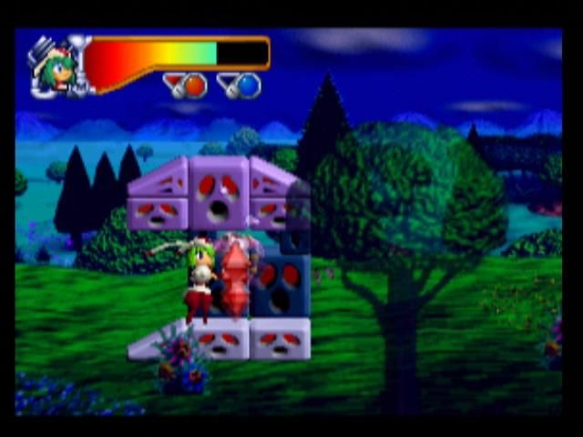 Mischief Makers (Nintendo 64) screenshot: You can shake innocent people to reveal gems