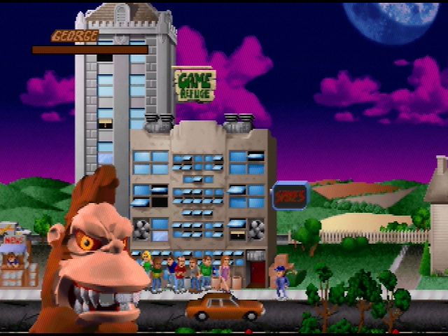 Rampage World Tour (Nintendo 64) screenshot: Before you start, you'll see a closeup of your monster, which will rush to the city