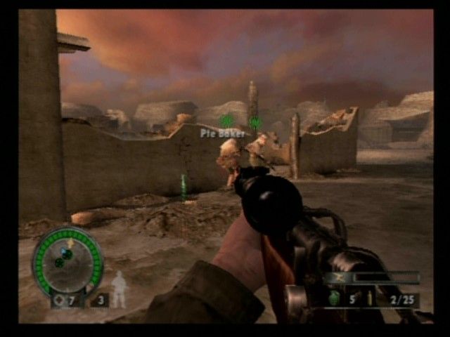 Medal of Honor: European Assault (PlayStation 2) screenshot: Following comrades into battle.