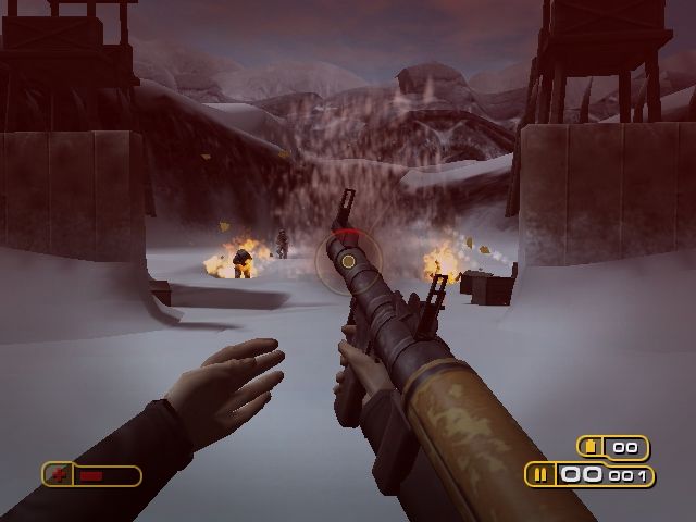 Conspiracy: Weapons of Mass Destruction (Windows) screenshot: Using the rocket launcher to take out multiple enemies.