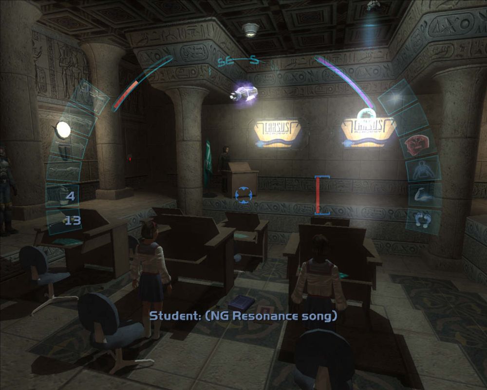 Deus Ex: Invisible War (Windows) screenshot: Attending class with the girls...