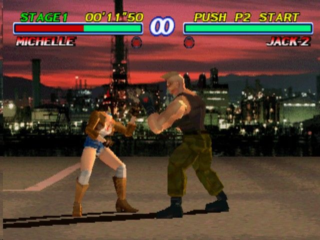 Tekken 2 (PlayStation) screenshot: Michelle vs Jack-2