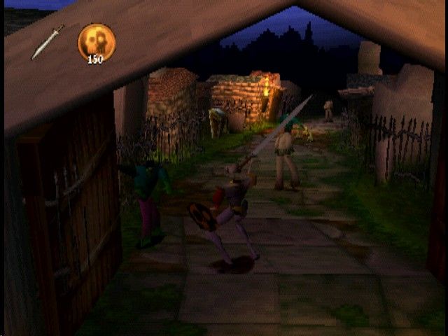 MediEvil (PlayStation) screenshot: Fighting Several zombies in The Graveyard.