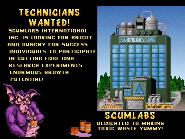 Rampage World Tour (Nintendo 64) screenshot: An advertisement for Scum Labs