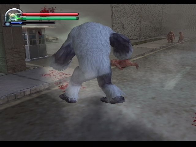 Altered Beast (PlayStation 2) screenshot: The Wendigo is huge and can throw ice blocks and blow ice breath.