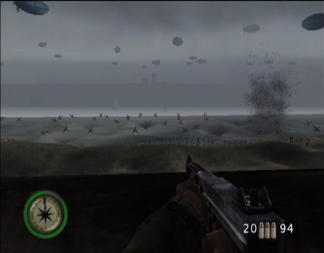 Medal of Honor: Frontline (Xbox) screenshot: The view of the beach for the freshly captured bunker.