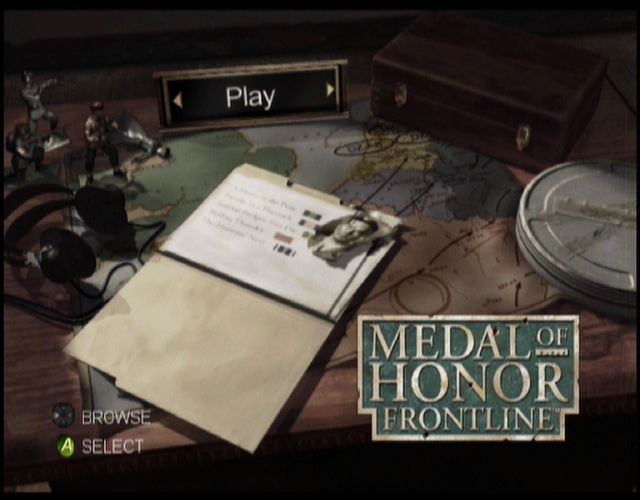 Medal of Honor: Frontline (Xbox) screenshot: Start menu