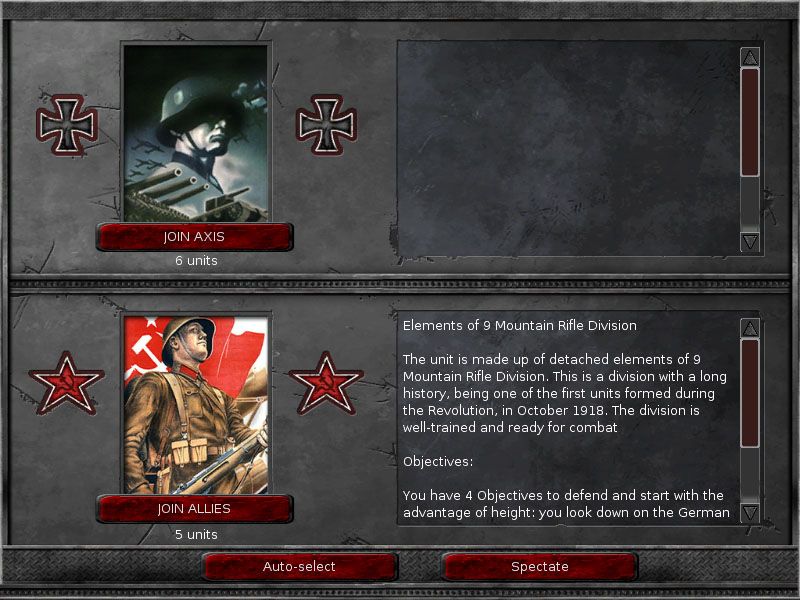 Red Orchestra: Ostfront 41-45 (Windows) screenshot: Axis or Allies?