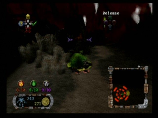 Goblin Commander: Unleash the Horde (PlayStation 2) screenshot: The green ooze devours anything in its path damaging surrounding enemy units and other objects as it passes through.