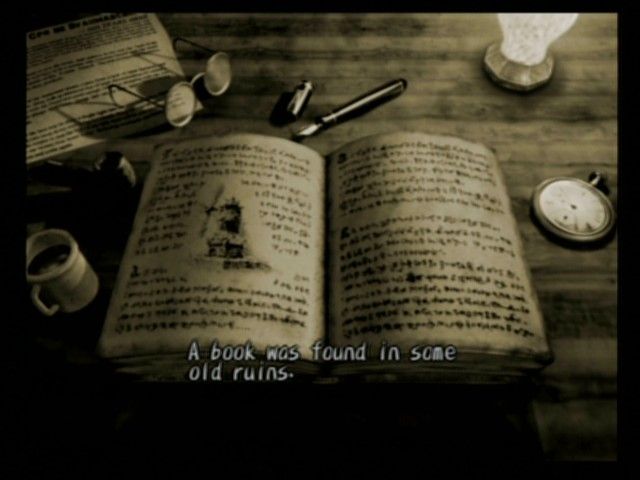 Dark Cloud (PlayStation 2) screenshot: New game movie: The ancient book which tells the story of the hero.