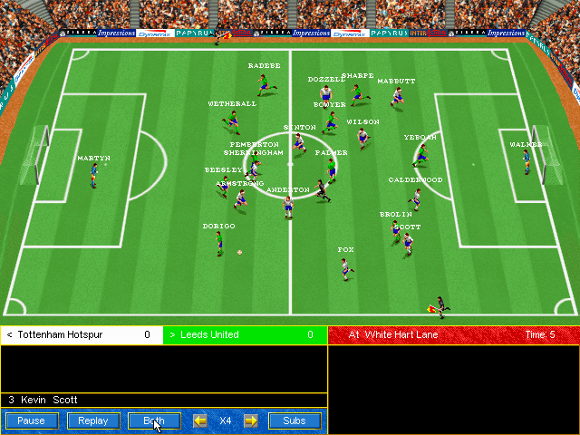 Ultimate Soccer Manager 2 (DOS) screenshot: The match engine