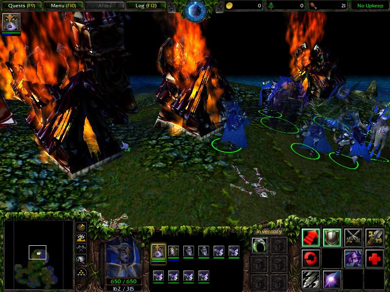 WarCraft III: The Frozen Throne (Windows) screenshot: The assault has gone well, the village is burning to the ground!