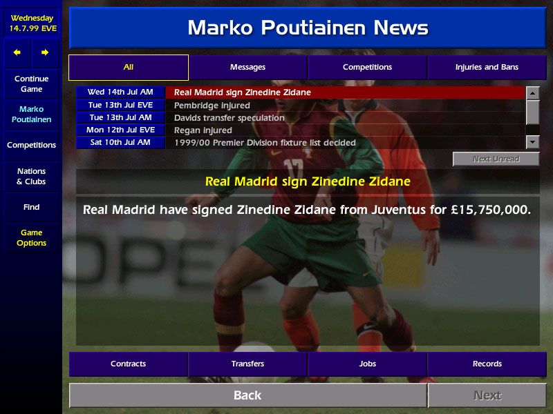 Championship Manager: Season 99/00 (Windows) screenshot: Didn't he cost a bit more?