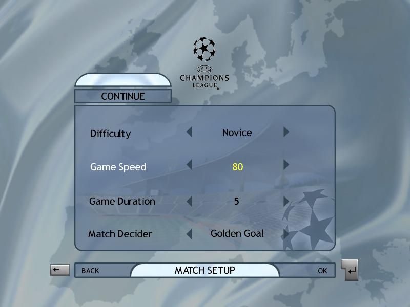 UEFA Champions League Season 2001/2002 (Windows) screenshot: Game options