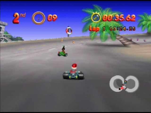 Mickey's Speedway USA (Nintendo 64) screenshot: Los Angeles is a very short eight-shaped track