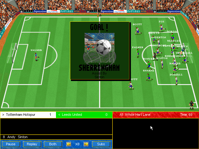 Ultimate Soccer Manager 2 (DOS) screenshot: "That... was a goal"