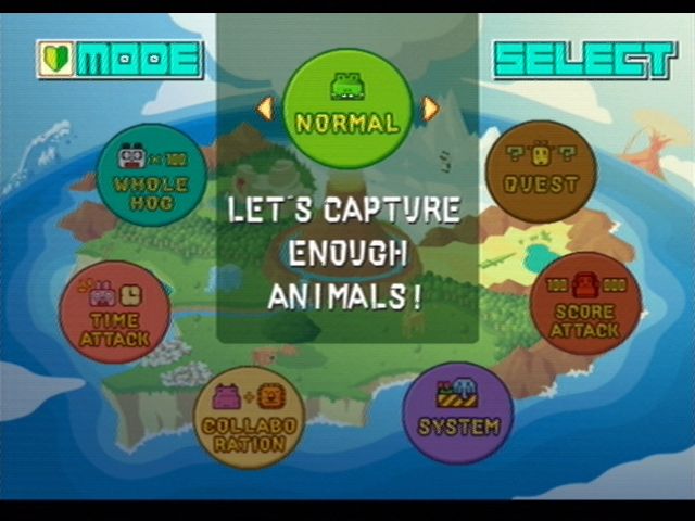 Zoo Keeper (PlayStation 2) screenshot: Main Menu - there are many different modes to select from.