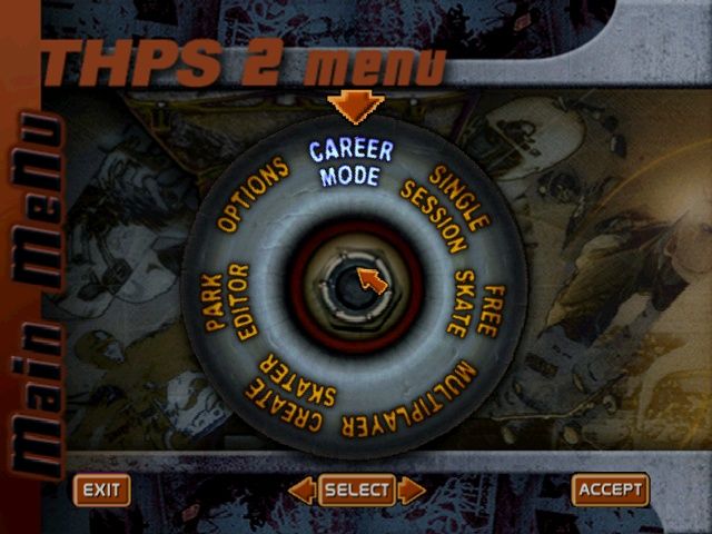 Tony Hawk's Pro Skater 2 (Windows) screenshot: Main menu