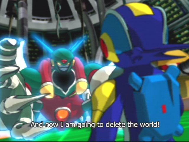 Mega Man: Network Transmission (GameCube) screenshot: Mega Man faces the Life Virus from Battle Network