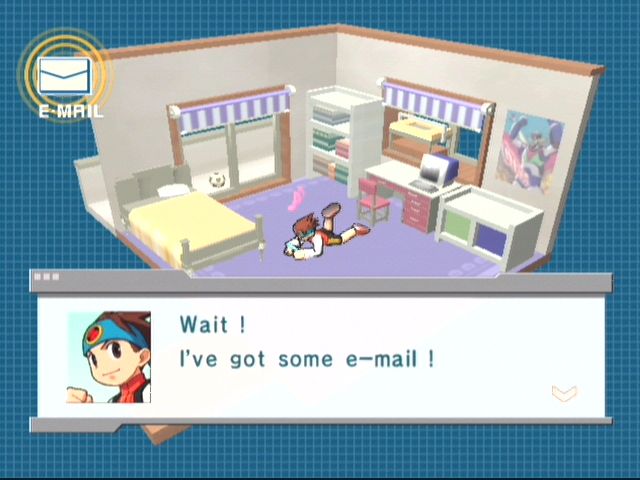 Mega Man: Network Transmission (GameCube) screenshot: Lan's room - this is where all the real world action takes place