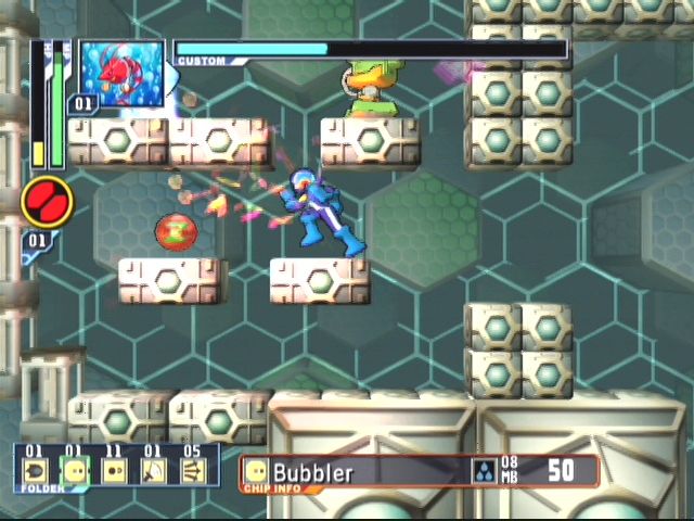 Mega Man: Network Transmission (GameCube) screenshot: The red coins here are Zenny, the game's currency