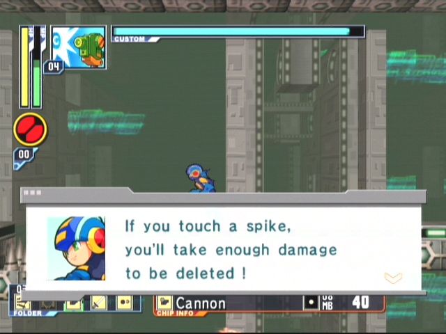 Mega Man: Network Transmission (GameCube) screenshot: Just like in other Mega Man platform games, spikes are instant death