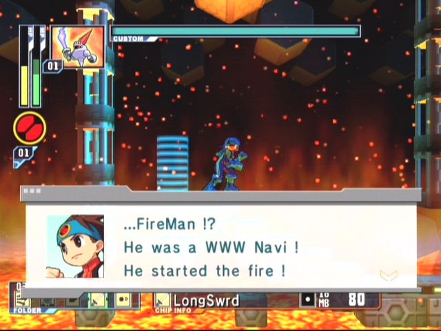 Mega Man: Network Transmission (GameCube) screenshot: Time to stop FireMan!