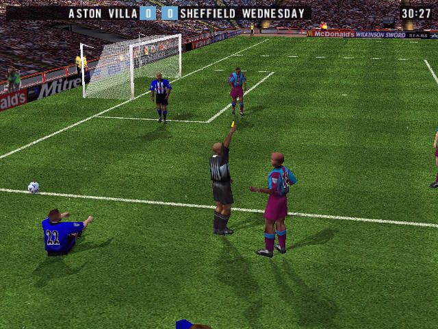The F.A. Premier League Stars (Windows) screenshot: A yellow card