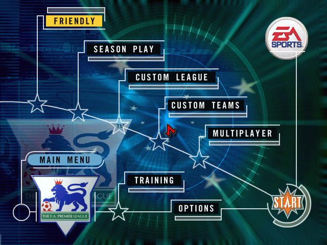 The F.A. Premier League Stars (Windows) screenshot: Main menu
