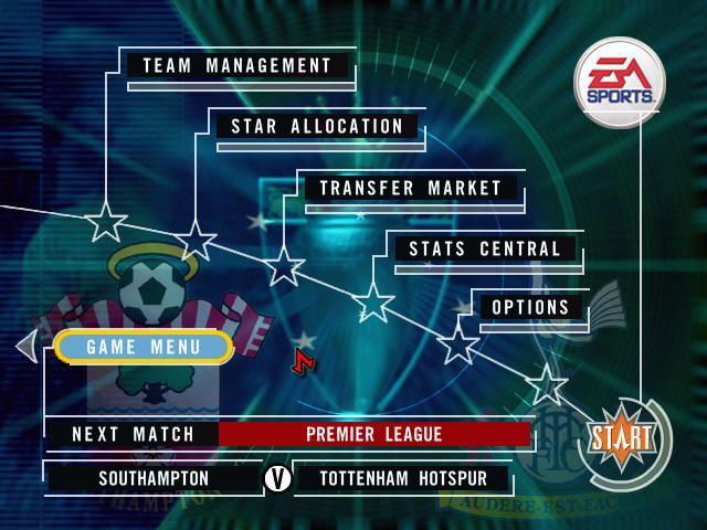 The F.A. Premier League Stars (Windows) screenshot: Season menu