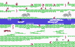 Floyd of the Jungle (Commodore 64) screenshot: Riding a boat