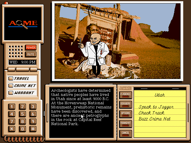 Where in the USA Is Carmen Sandiego? (Deluxe Edition) (DOS) screenshot: A V.I.L.E. henchman