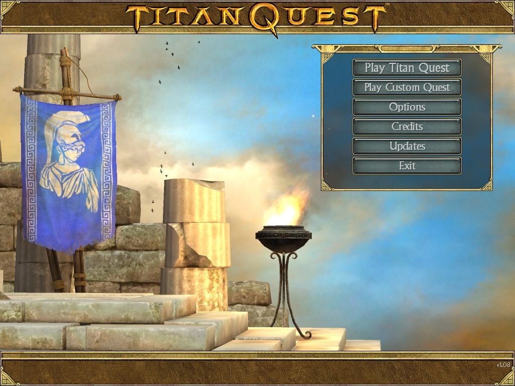 Titan Quest (Windows) screenshot: Main menu screen.